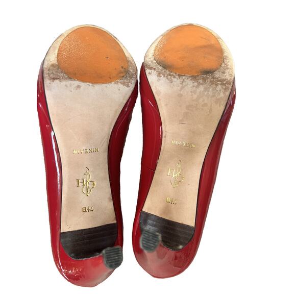 COLE HAAN Chelsea Air Pump Women's 7.5 B Red Patent Slip On Platform Heel Shoe - Picture 11 of 13